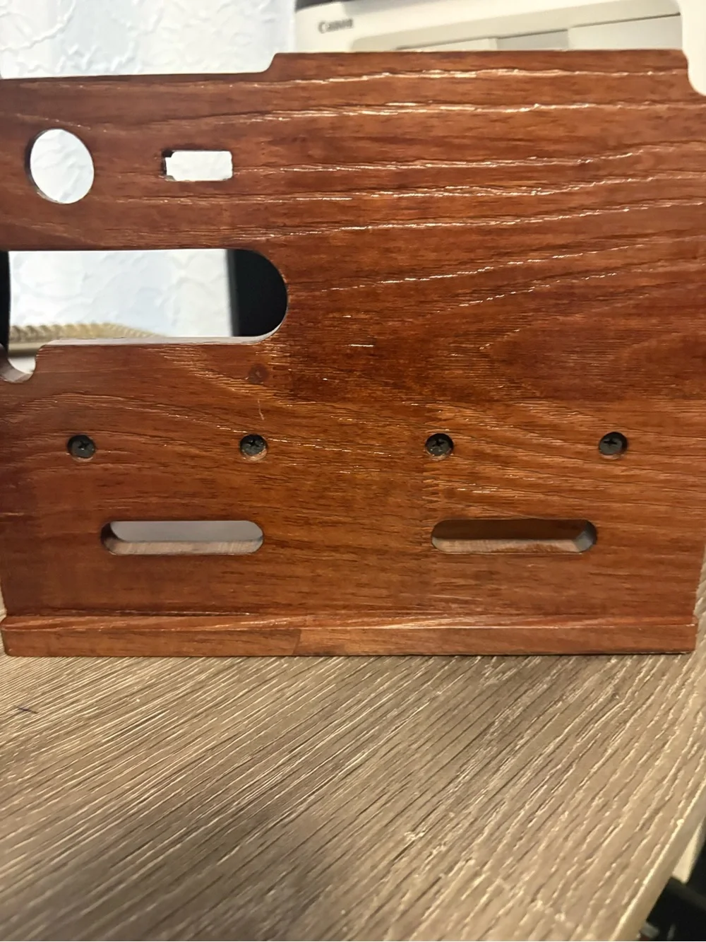Wooden organizer and valet station.
